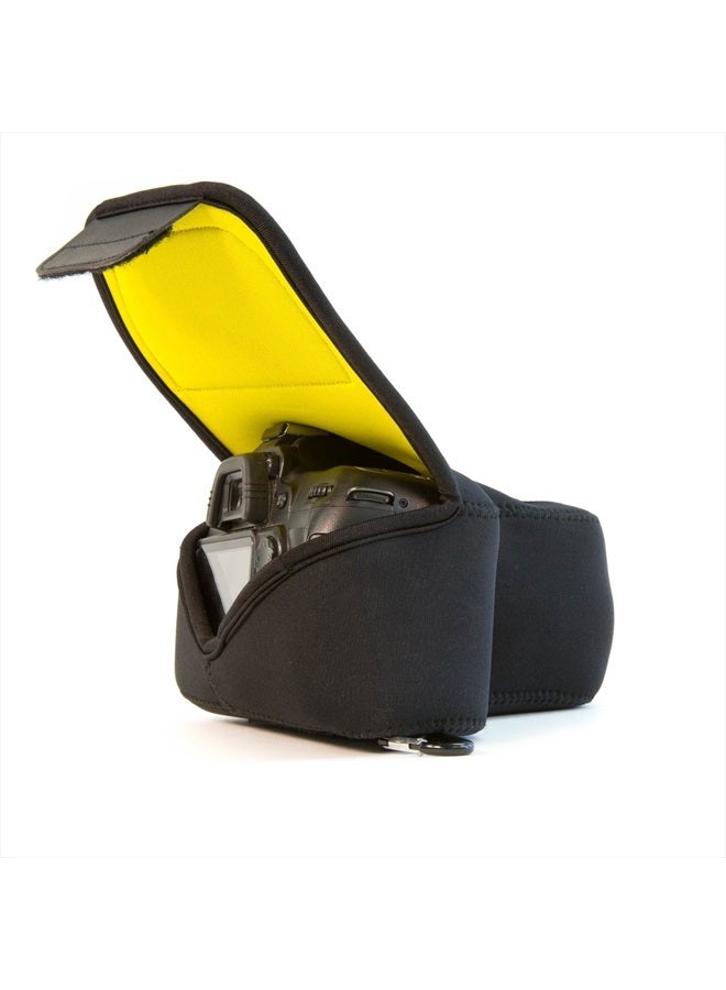MegaGear MG088 Nikon D3500, D3300, D3400, D5100, D5200, D5300, D5500, D5600 (18-55 mm) Ultra Light Neoprene Camera Case, Black insade Yellow, PU Leather - Image 4