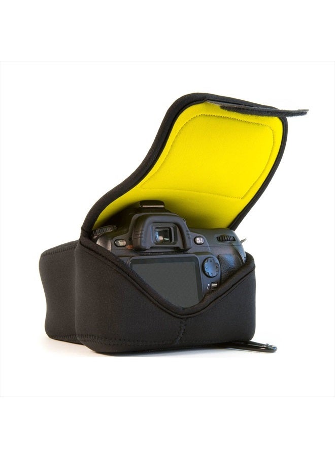 MegaGear MG088 Nikon D3500, D3300, D3400, D5100, D5200, D5300, D5500, D5600 (18-55 mm) Ultra Light Neoprene Camera Case, Black insade Yellow, PU Leather - Image 5