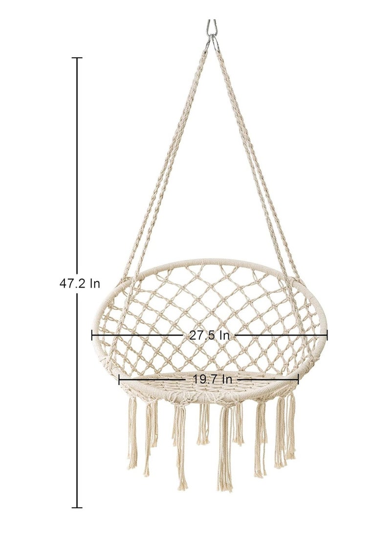 Hammock Chair, Hanging Swing with Macrame, Max 330 Lbs, Beige Hanging Cotton Rope Chair for Indoor, Outdoor, Bedroom, Patio, Yard, Deck, Garden and Porch, Beige - pzsku/Z07BD92F750F9F20CC04BZ/45/_/1712898573/88c13ec7-4eb6-4dd0-b880-e24e148e2805