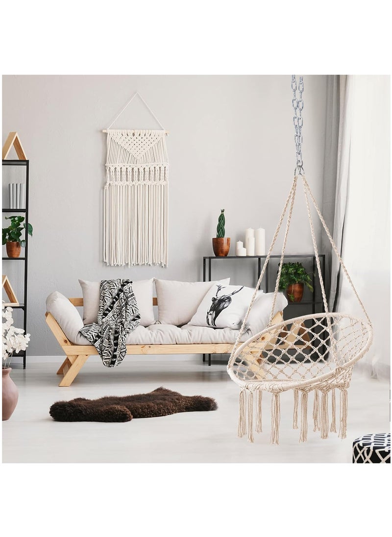 Hammock Chair, Hanging Swing with Macrame, Max 330 Lbs, Beige Hanging Cotton Rope Chair for Indoor, Outdoor, Bedroom, Patio, Yard, Deck, Garden and Porch, Beige - pzsku/Z07BD92F750F9F20CC04BZ/45/_/1712898574/5a7cbca5-f6ef-4563-8bb8-1d3022a35736