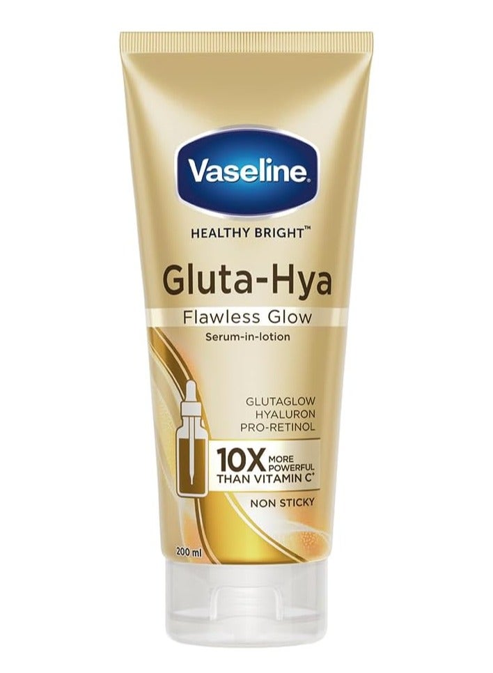 Vaseline Gluta-Hya Flawless Glow, 200ml, Serum-In-Lotion, Boosted With GlutaGlow, for Visibly Brighter Skin from 1st Use - Image 1