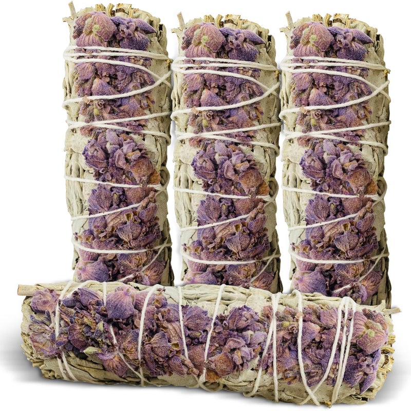 BHOLI SAGE PLUS Lavender with White Sage - Bholi Sage Plus Sage Incense Sticks for Cleansing Negative Energy, Sage Sticks for House Cleansing - Lavender with White Sage Smudge Sticks Pack of 4 - Image 1