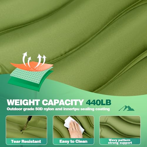 FrutPunch Camping Sleeping Pad, Ultralight Camping Mat with Pillow, Built-in Foot Pump Inflatable Sleeping Pads Compact for Camping Backpacking Hiking Traveling Tent, Single - Image 4