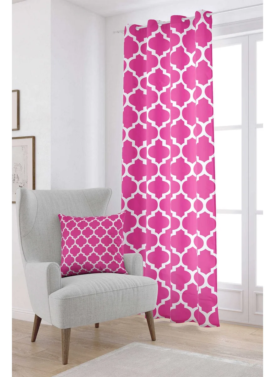 Cango Home Pink White Modern Geometric Patterned Digital Printed Curtain OTYK538-PR