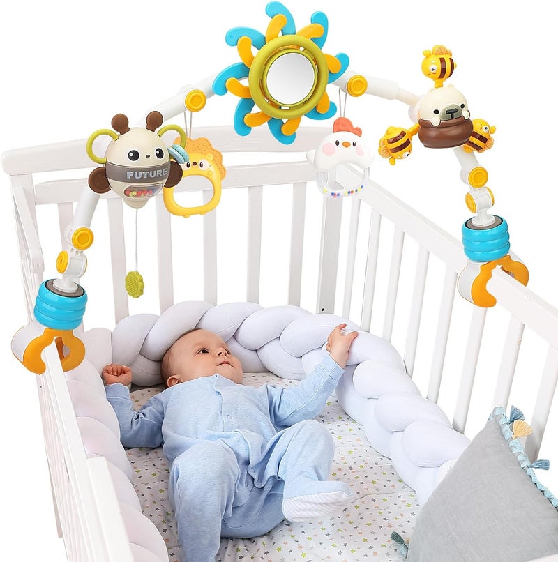 Caterbee Baby Car Seat Toy, Bjorn Bouncer bar toy, Pram Toy with Activity Travel Arch Bassinet Toys for Toddlers (Blue) - Image 1