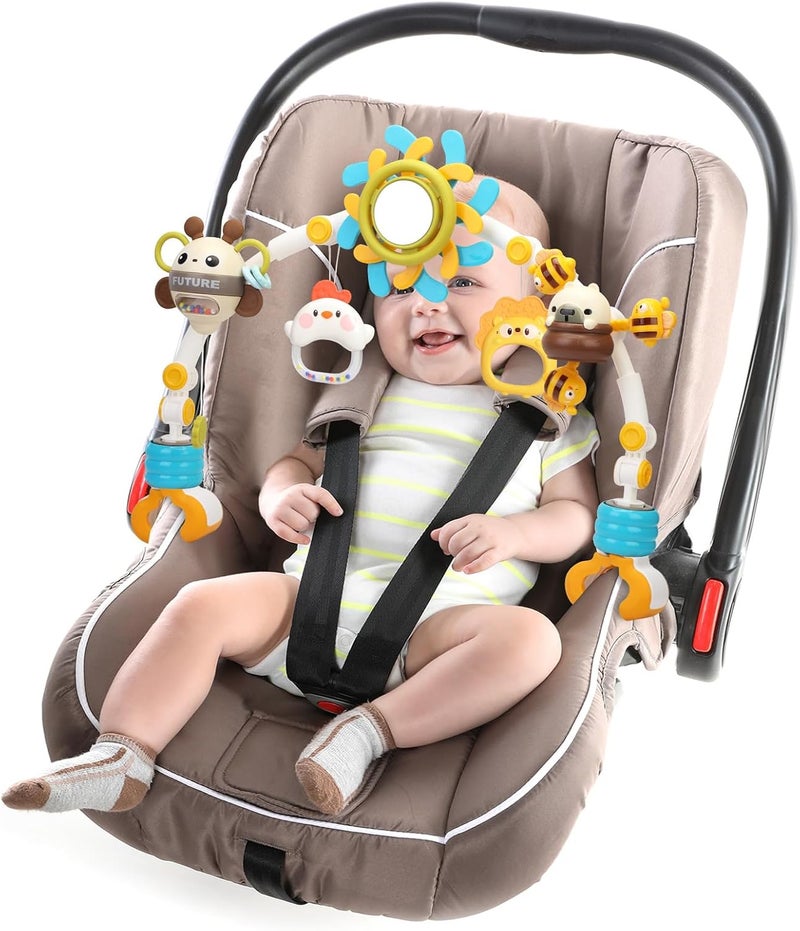 Caterbee Baby Car Seat Toy, Bjorn Bouncer bar toy, Pram Toy with Activity Travel Arch Bassinet Toys for Toddlers (Blue) - Image 3