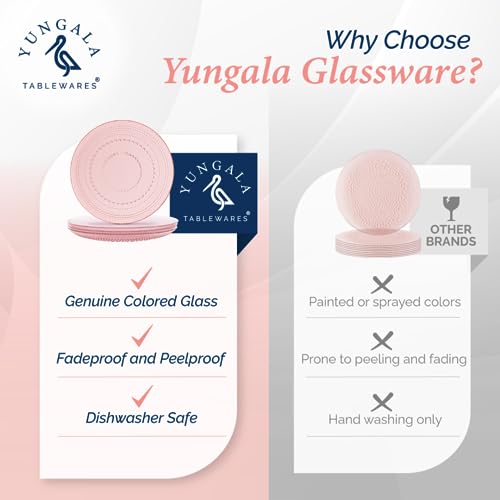 Yungala Pink Hobnail Plates, Set of 4 Glass Vintage 10.5” Dinner Plates that are Dishwasher Safe - Image 4