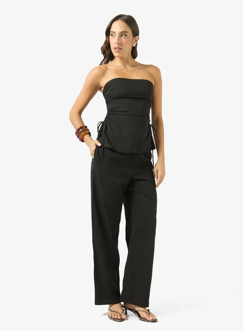 Ginger Bandeau Cinched Waist Top & Straight Fit Pant Coord Set