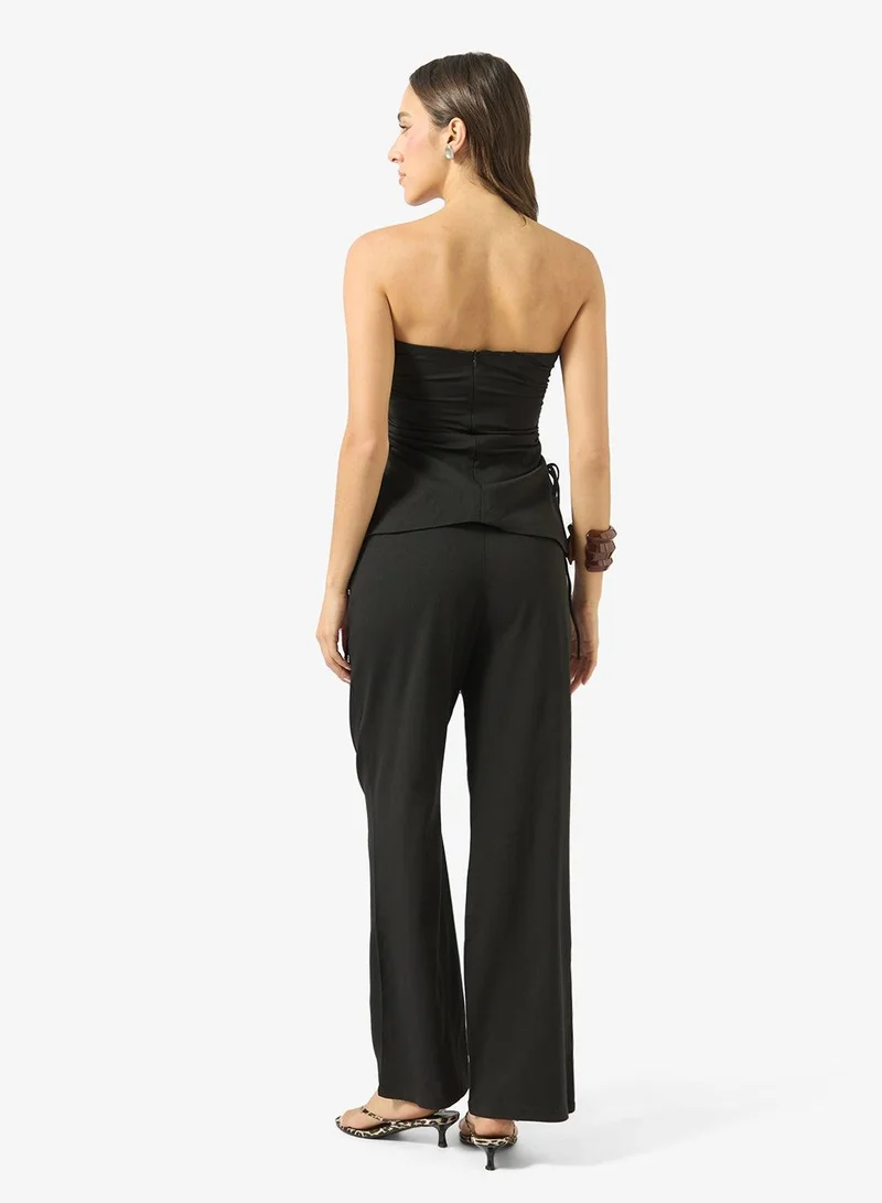 Ginger Bandeau Cinched Waist Top & Straight Fit Pant Coord Set