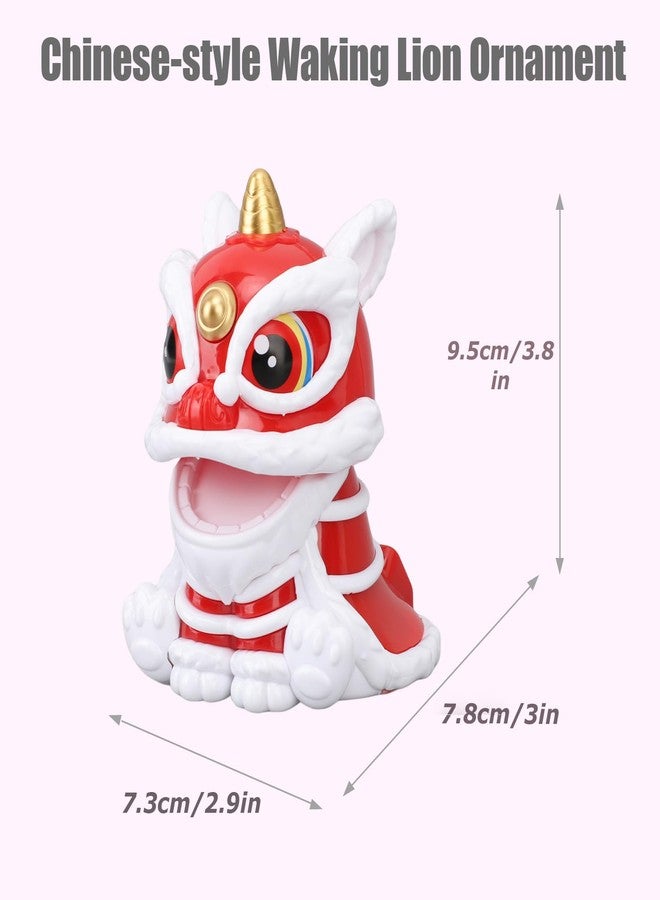 Jerliflyer Solar Powered Dancing Lion Ornament,Chinese New Year Lucky Dancing Lion Toy for Home Decoration and Car Interior Accessories(Red) - Image 2