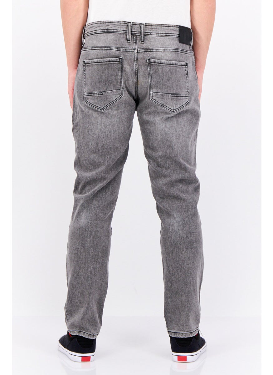 CROSSHATCH Men Slim Fit Washed Stretchable Jeans, Grey  - Image 3