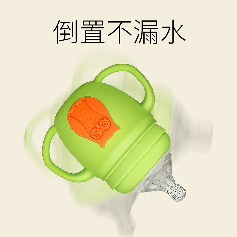 Pregnancy Baby Bottle Factory Straw Cup Anti-Break Handle Silicone Sleeve 240Ml Wide-Caliber Maternal And Infant Supplies Glass Baby Bottle - Image 5