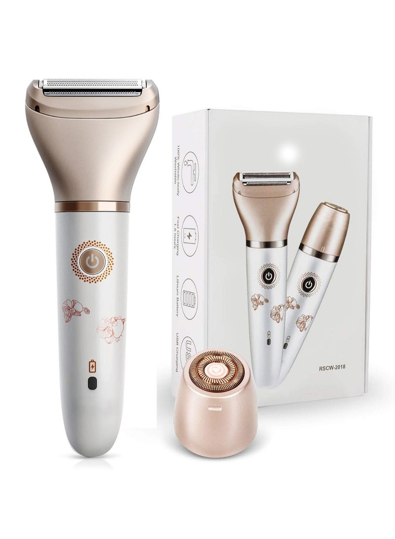 Electric Razor for Women, Painless 2 In 1 Ladies Shaver Face, Leg and Underarm Epilator, Rechargeable Wet and Dry Cordless Ladies Shaver - Image 1