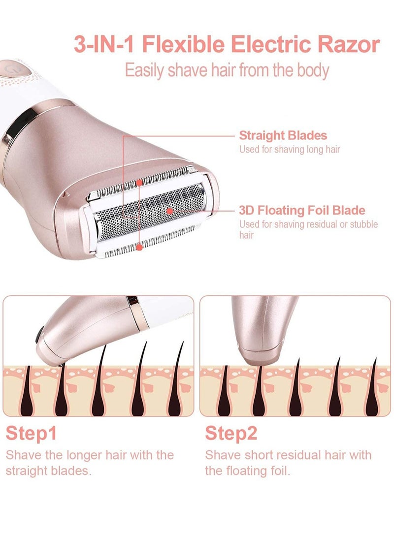 Electric Razor for Women, Painless 2 In 1 Ladies Shaver Face, Leg and Underarm Epilator, Rechargeable Wet and Dry Cordless Ladies Shaver - Image 2
