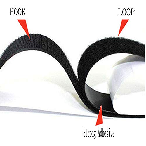 OBTANIM 1.5 Inch Wide Adhesive Black Hook and Loop Tape, 5.4 Yards Heavy Duty Sticky Back Fastener (Black) - Image 2