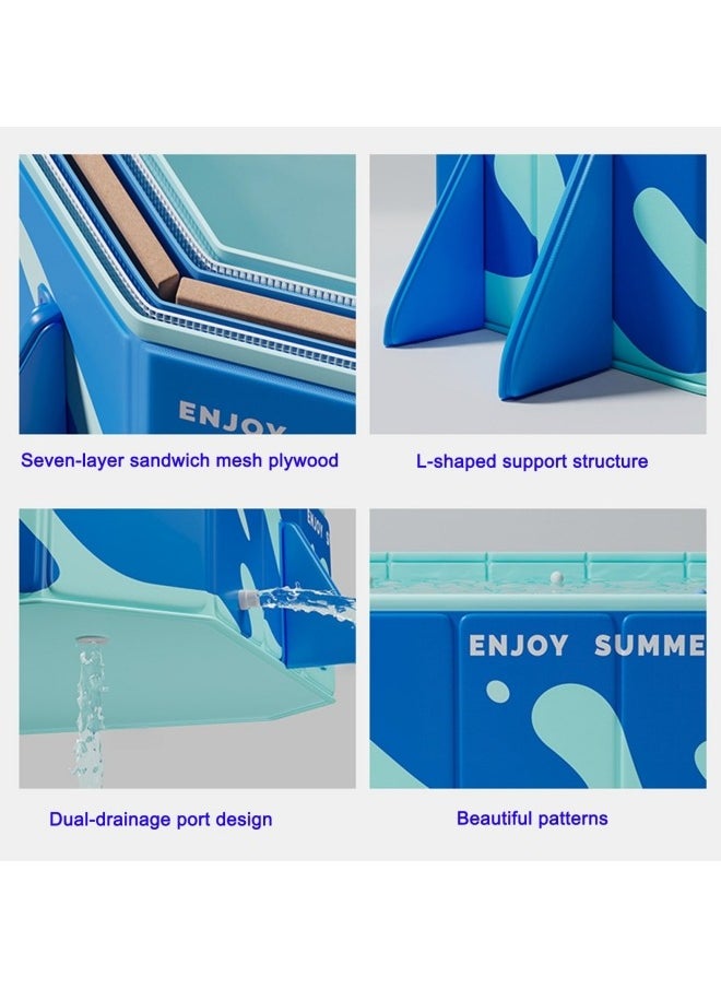 GGEROU Folding Swimming Pool,Non-Inflatable Pool,Oversized Family Pool,Portable Swimming Pool,for Indoor,Outdoor,Garden,Summer Water Party,Give Swimming Ring(320 * 185 * 50cm)  - Image 3