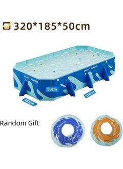 جيجيرو حوض سباحة قابل للطي، حوض سباحة غير قابل للنفخ، حوض سباحة عائلي كبير الحجم، حوض سباحة محمول، للاستخدام الداخلي والخارجي والحديقة وحفلات المياه الصيفية، يوفر حلقة سباحة (320 * 185 * 50 سم)  - Image 2