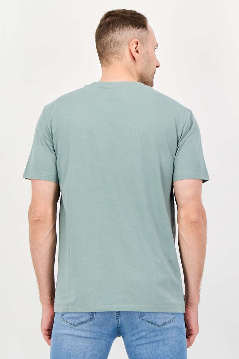 Fudo Men Regular Fit Crew Neck Short Sleeve T-Shirt, Sage green - Image 3