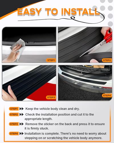 LTDCVTR Car Rear Bumper Protector, 41" x 3.4" Universal Anti-Scratch Rear Bumper Guard for Cars/SUV, Black Heavy Duty Rubber Back Bumper Protector Trunk Automotive Exterior Accessories - Image 5