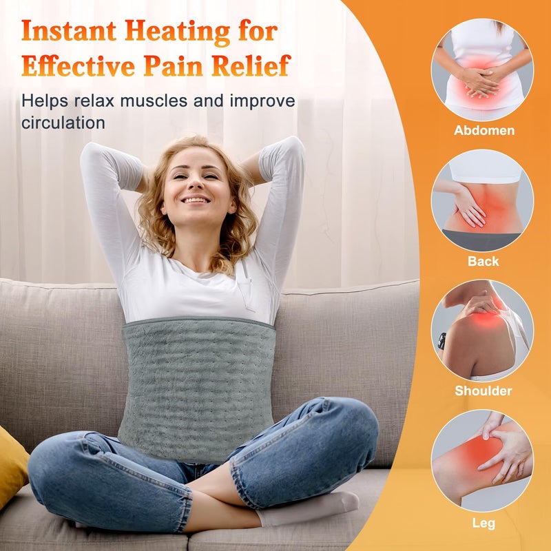MELCAM Heating Pad for Back Pain Relief, 12"x24"+20" Large Electric Heating Pad for Period Cramps with Belt, 6 Heats Levels & 4 Timers, Auto Shut Off, Machine Washable, Gifts for Women Men Mom Dad - Image 2