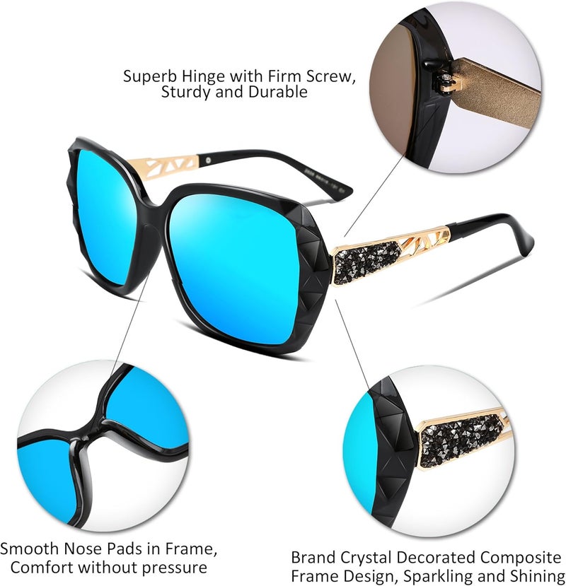 FEISEDY Budget global standard quality Polarized Women Square Sunglasses Sparkling Composite Vintage Frame B2289 Trendy budget practical design - Image 3