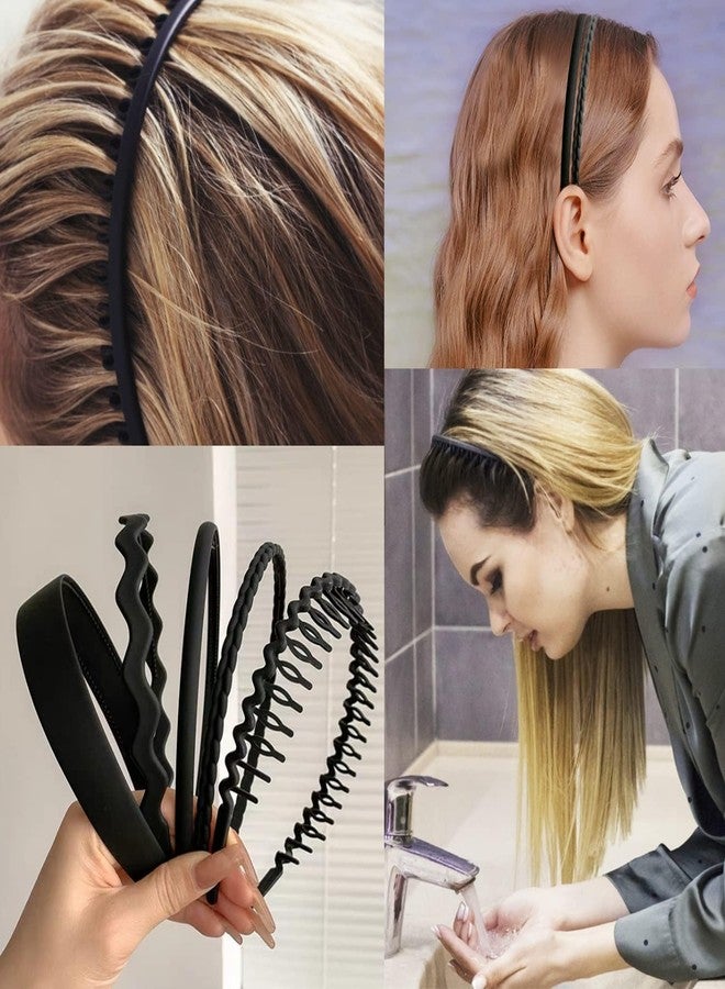 LAPOHI 9 PCS Headbands Athletic Non Slip, Black Plastic Wide Head Bands with Teeth, Hair Bands for Women Men Teen Girls - Image 4