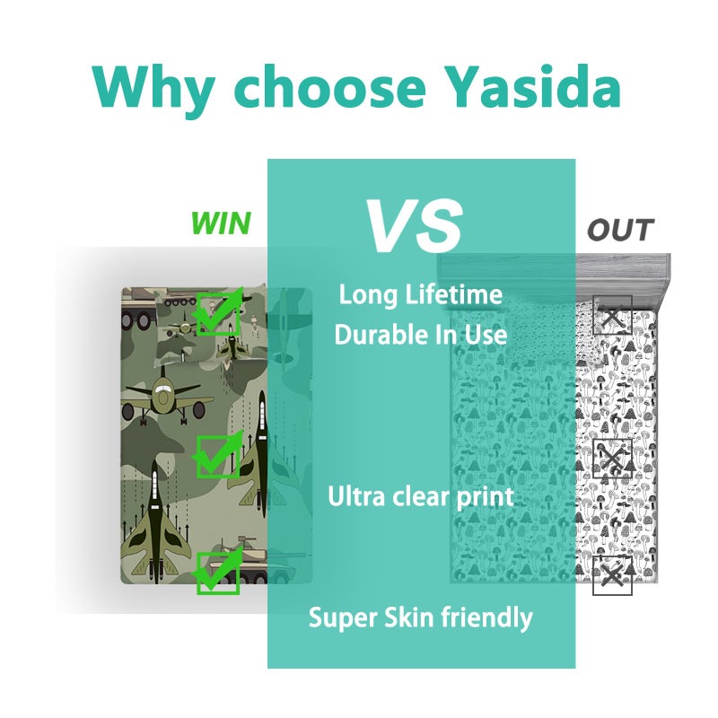 Yasida Yasida Full Size Fitted Sheets Bedding Airplane Sheets Camo Bed Sheets for Kids Airplane Tank Camping Bed Sheet Set for Boys and Girls 3 Pack Bed Fitted Sheet and 2Pillowcases Set - Image 5