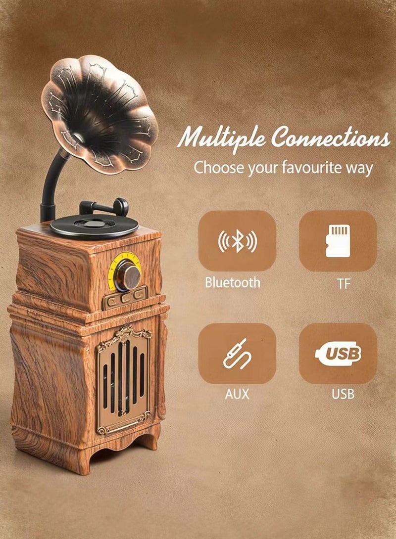 FVWA Retro Bluetooth Speaker with FM Radio, Bass, Retro Radio 5.4 Wireless Speaker Vintage Radios Support USB/TF/AUX Player for Home Office Room Outdoor Party, Portable Rechargeable - Image 3