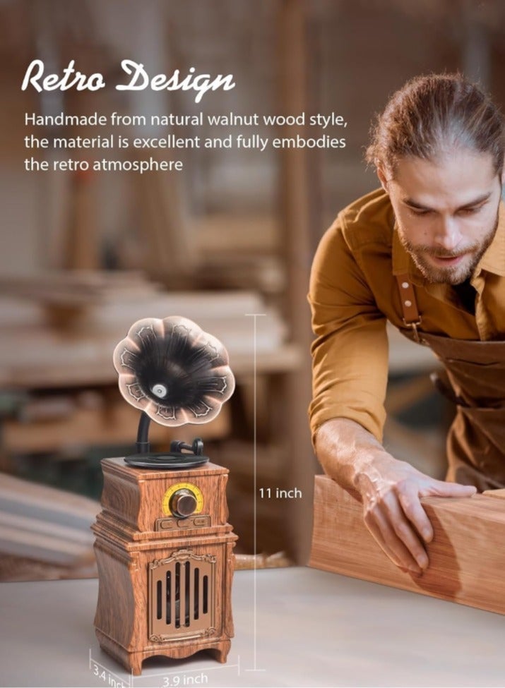FVWA Retro Bluetooth Speaker with FM Radio, Bass, Retro Radio 5.4 Wireless Speaker Vintage Radios Support USB/TF/AUX Player for Home Office Room Outdoor Party, Portable Rechargeable - Image 5