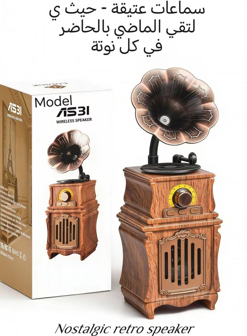 إف في وا مكبر صوت بلوتوث ريترو (بلوتوث 5.4) مع راديو FM وصوت باس غني، راديو عتيق يدعم تشغيل USB/TF/AUX، محمول وقابل للشحن، مثالي للمنزل، المكتب، الحفلات الخارجية - Image 1
