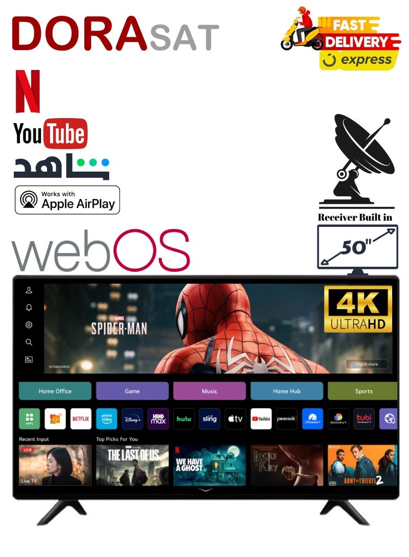 Dora Sat Dora Sat 50 inch Smart TV - with WebOS System - 4K UHD - Model DST50U - YouTube - Netfilx - Apple TV - Starz Play - MBC Shahid  - Image 1