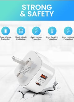 ELONSEY 20W Fast Mobile Charger PD + QC3.0 Quick charge, 1 USB A & 1 USB-C Port Charging Adapter compatible With iPhone 16 Pro/Pro Max, iPad Pro, Galaxy S24 Ultra  - Image 3