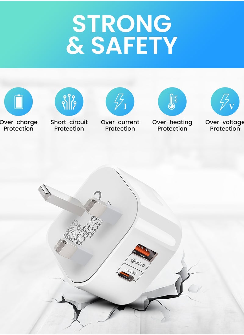ELONSEY - 20W Fast Mobile Charger PD + QC3.0 Quick charge, 1 USB A & 1 USB-C Port Charging Adapter compatible With iPhone 16 Pro/Pro Max, iPad Pro, Galaxy S24 Ultra - Image 1