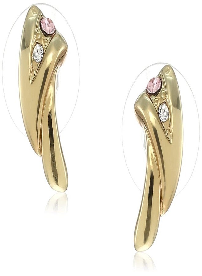 Estele 24kt Gold Plated Sober Style Stud Earring for Women with Austrian Crystals - Image 2