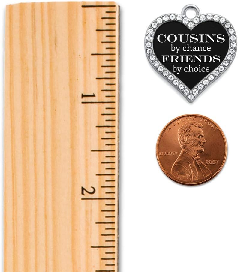 Inspired Silver - Cousins by Chance, Friends by Choice - Silver Christmas Ornament - Open Heart Charm Christmas Tree Ornament with Cubic Zirconia - Holiday Hanging Decoration - Image 1