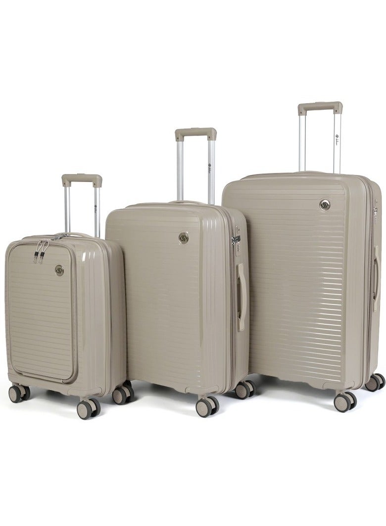 Shihon PP Unbreakable Luggage Set of 3pcs Khaki Color - Image 1