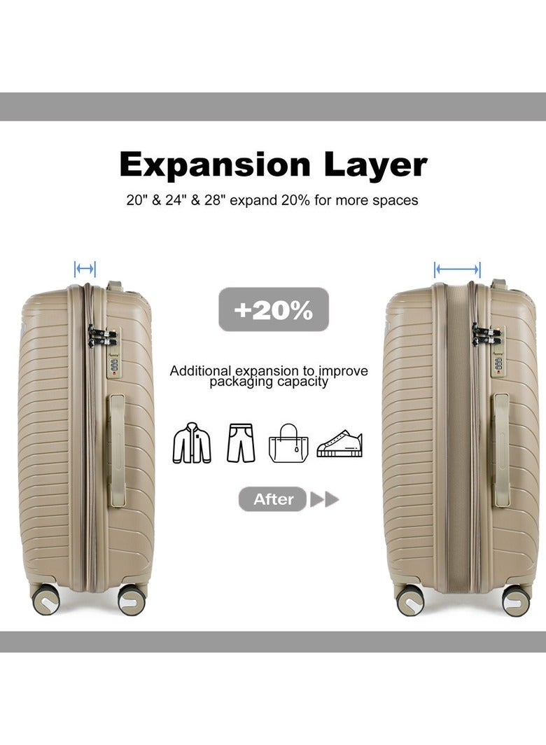 Shihon PP Unbreakable Luggage Set of 3pcs Khaki Color - Image 2