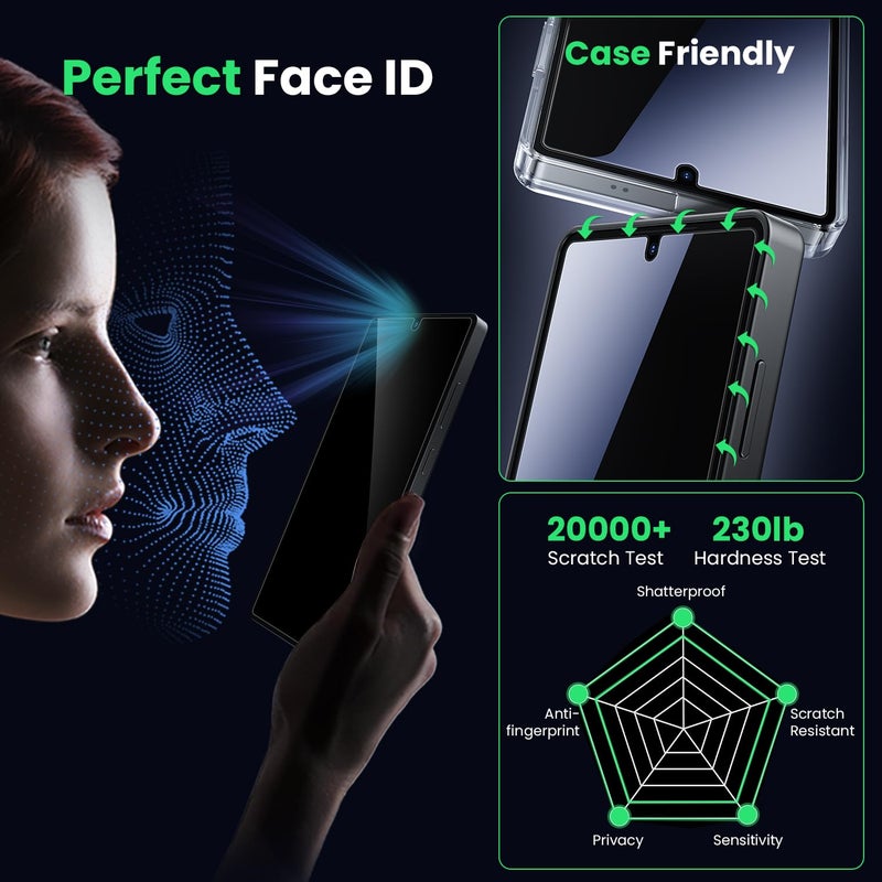 WSKEN for Samsung Galaxy S26 Ultra Privacy Screen Protector - Fingerprint Unlock Support [25 Degree Anti Spy] Case Friendly Shatterproof Tempered Glass for Galaxy S26 Ultra,2 PCS - Image 4