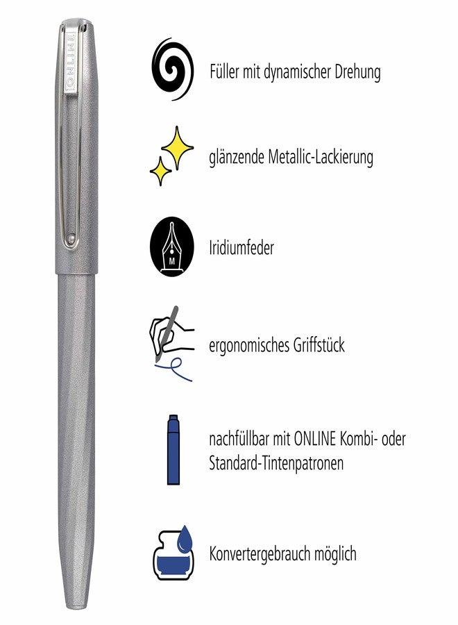 Online fountain pen Slope Metallic Grey 26132 Medium Nib - Image 2
