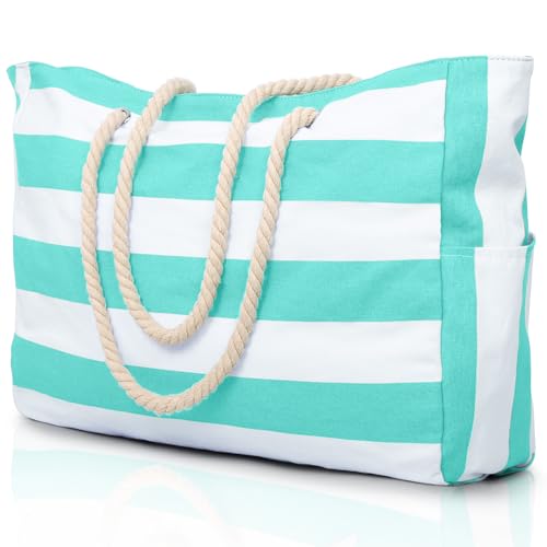 Becokan Beach Bags for Women Large Waterproof Beach Tote Bag Zipper Beach Bags Waterproof Sandproof Swim Pool Bag Large Tote - Image 1