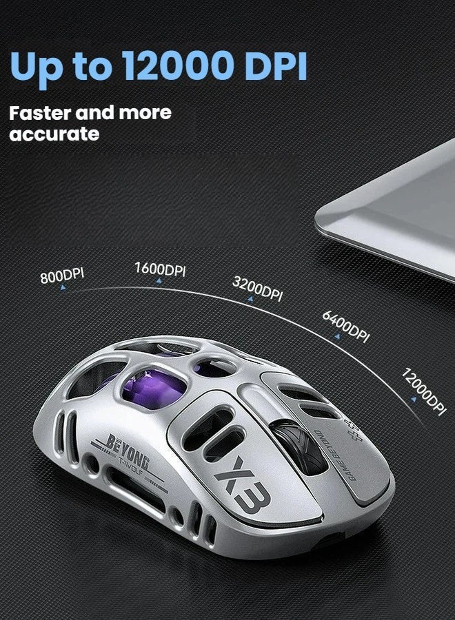 تي- وولف ماوس بلوتوث ، ماوس الكمبيوتر ، ماوس الألعاب ، ماوس لاسلكي ، بلوتوث ، 2.4GHz USB ، اتصال ثلاثي الوضع ، شحن بطارية 500mAh TYPEC ، ماوس RGB ، ماوس الكمبيوتر المحمول الألعاب 5D ، DIP حتى 12000  " - Image 3