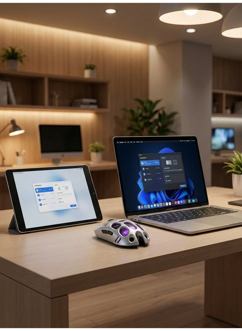 تي- وولف ماوس بلوتوث ، ماوس الكمبيوتر ، ماوس الألعاب ، ماوس لاسلكي ، بلوتوث ، 2.4GHz USB ، اتصال ثلاثي الوضع ، شحن بطارية 500mAh TYPEC ، ماوس RGB ، ماوس الكمبيوتر المحمول الألعاب 5D ، DIP حتى 12000  " - Image 5