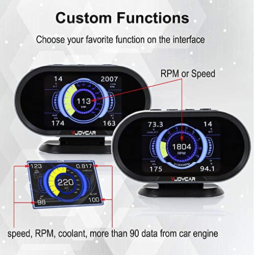 VJOYCAR V70 OBD2 Gauge Cluster HUD Heads Up Display, Car Computer OBD ii Scanner Speed Engine Coolant Temperature Fuel Consumption Digital Speedometer Mileage Overspeed Voltage Faulty Code Alarms - Image 5
