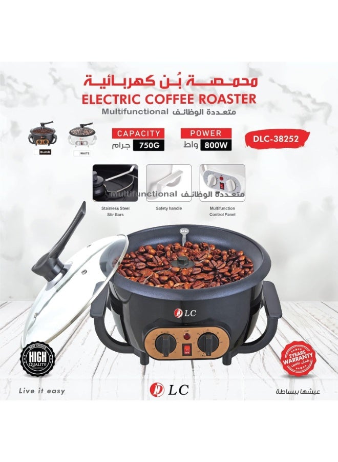 LC Multifunction Electric Coffee Roaster 750g – 800W Bean Roasting Machine with Safety Handle, Stir Bars & Control Panel (Black) - Image 1