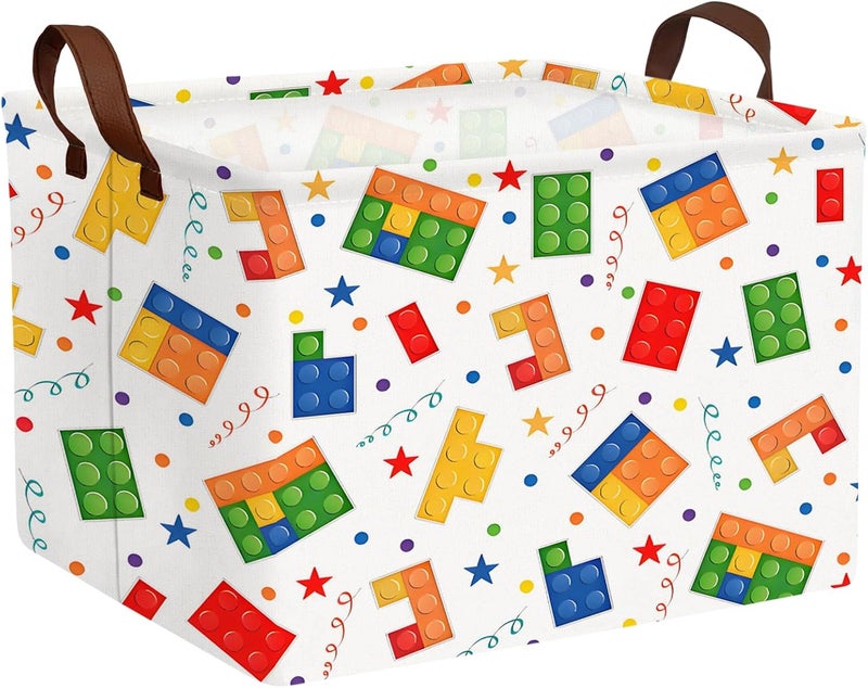SETAMA Kid Cute Nursery Storage Basket Baby Toy Clothes Storage Bin Playroom Bedroom Decor Basket(Building Blocks) - Image 1