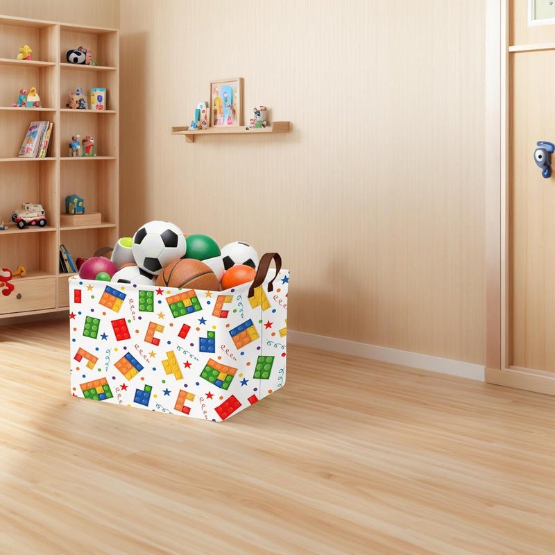 SETAMA Kid Cute Nursery Storage Basket Baby Toy Clothes Storage Bin Playroom Bedroom Decor Basket(Building Blocks) - Image 5