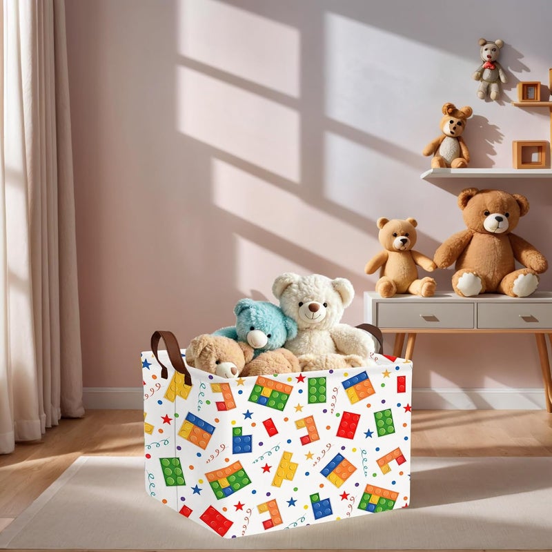 SETAMA Kid Cute Nursery Storage Basket Baby Toy Clothes Storage Bin Playroom Bedroom Decor Basket(Building Blocks) - Image 2