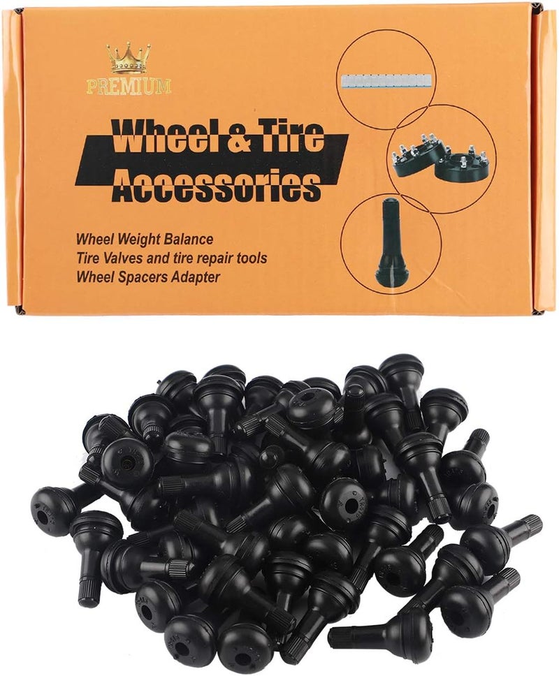 EZISOE 50Pcs TR415 Snap-in Tire Valve Stem CA65 Copper insert Standard Length, Black Rubber Tire Valve Stem for most cars, light trucks, small trailers, wheelbarrows, lawn mowers, ATVs, and motorcycles - Image 1
