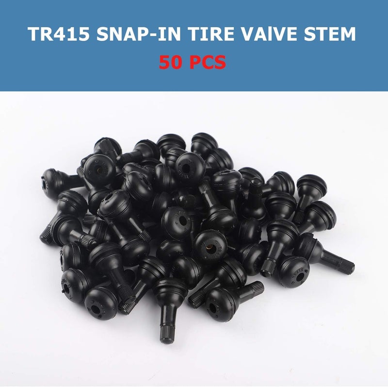 EZISOE 50Pcs TR415 Snap-in Tire Valve Stem CA65 Copper insert Standard Length, Black Rubber Tire Valve Stem for most cars, light trucks, small trailers, wheelbarrows, lawn mowers, ATVs, and motorcycles - Image 4