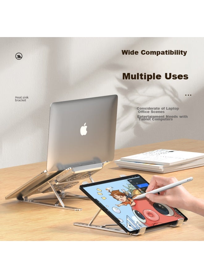 Suohuang 071s4 Laptop Cooling Stand With Fan, Phone Holder, Usb Hub, Aluminum Alloy Foldable Portable Stand For Apple With Rgb Lighting Effects - Image 4